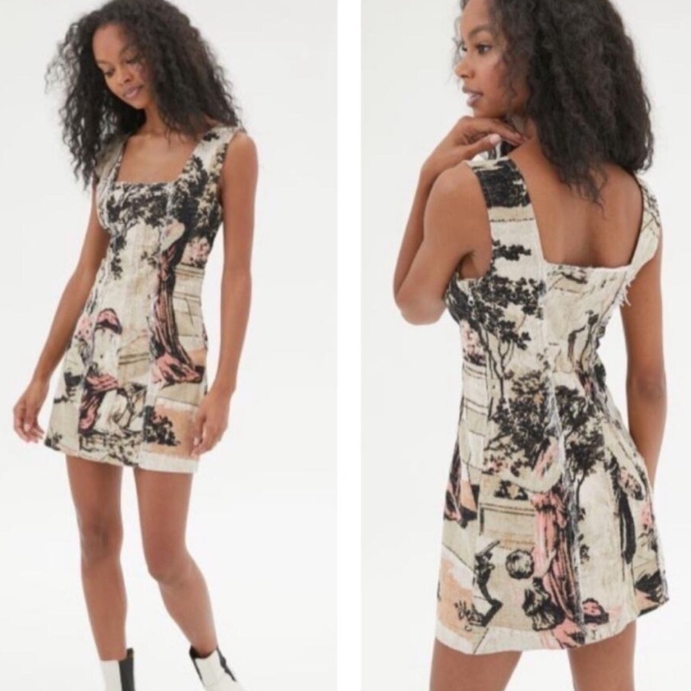 New urban outfitters square neck corduroy raw cut mini dress size XL